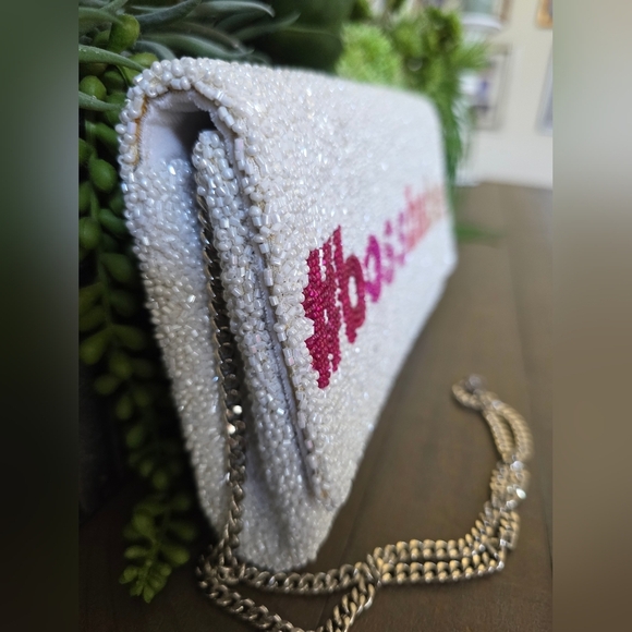 Island To East Side #Bossbabe Pink Ombre Beaded Crossbody/Clutch - Picture 3 of 9